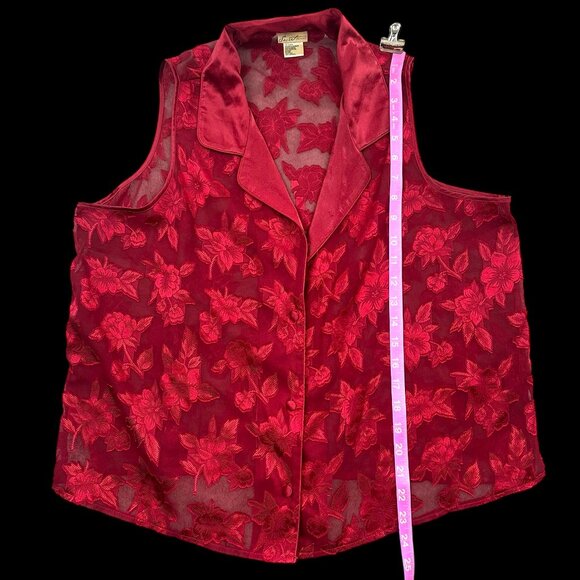 Secret Treasures Red Sheer Lace Vest - Picture 6 of 7